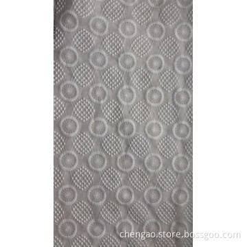 White Wheel And Dots Chiffon Embroider Fabric